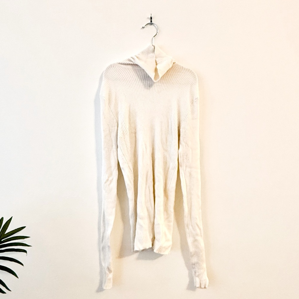 EXPRESS Ribbed White Turtleneck Sweater Size XS